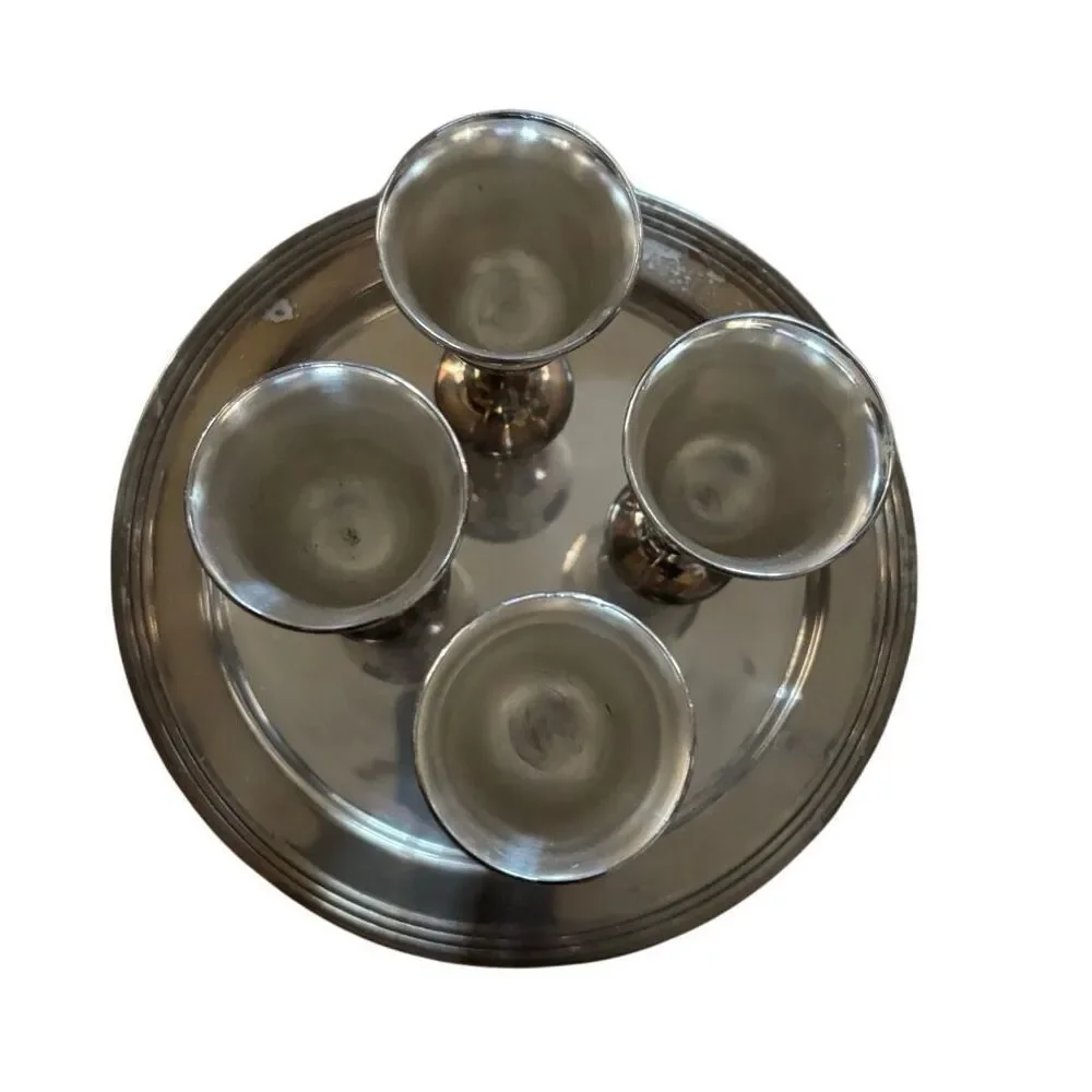 F. B. Rogers Silver Plated 5 Piece Cordial Set Goblets & Tray